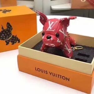 Louis Vuitton Red Monogram Dog Charm - BRAND NEW